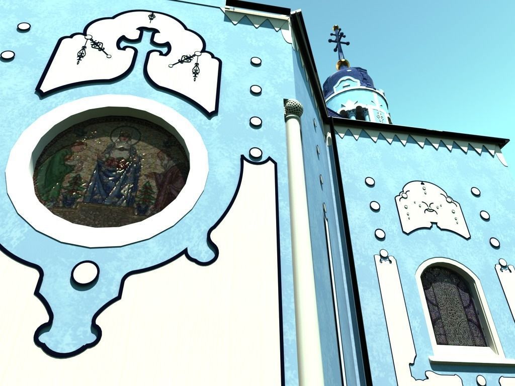 Blue church - Bratislava Slovakia 3D model_7