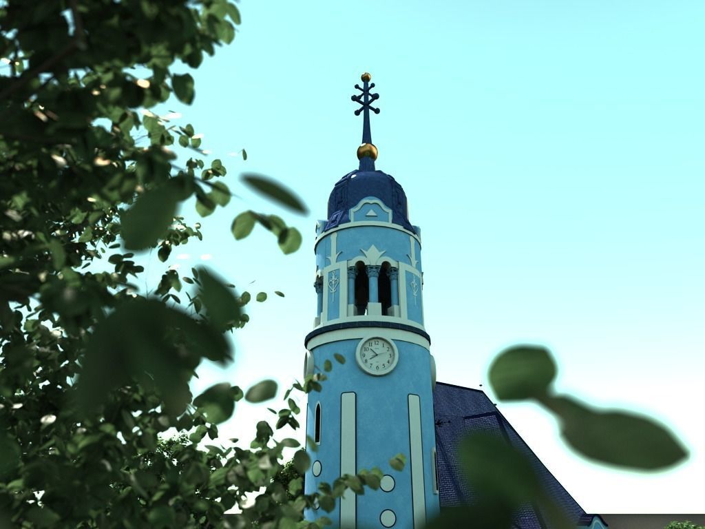 Blue church - Bratislava Slovakia 3D model_8