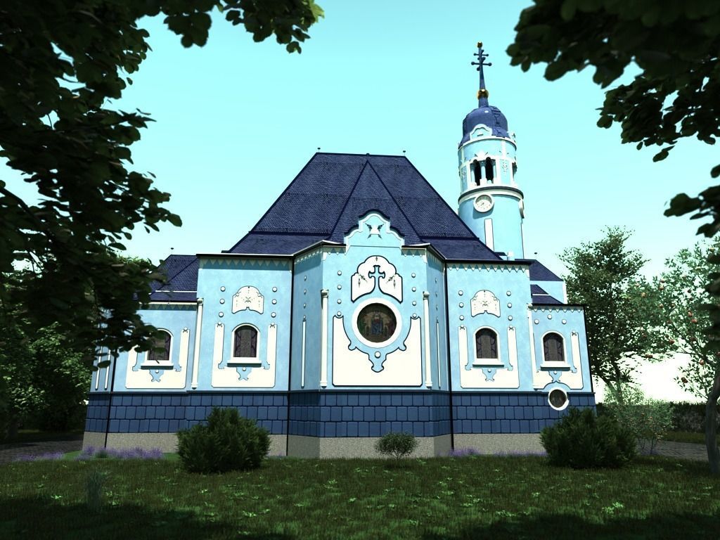 Blue church - Bratislava Slovakia 3D model_6