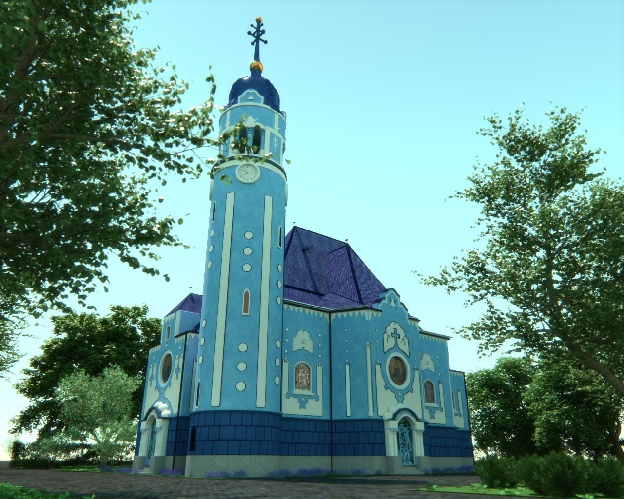 Blue church - Bratislava Slovakia 3D model_5