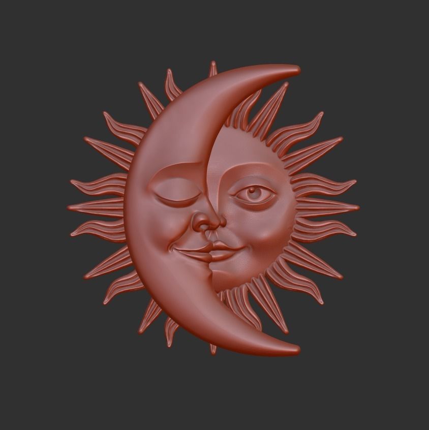 Sun and Moon Pendants 3D Model Collection_3