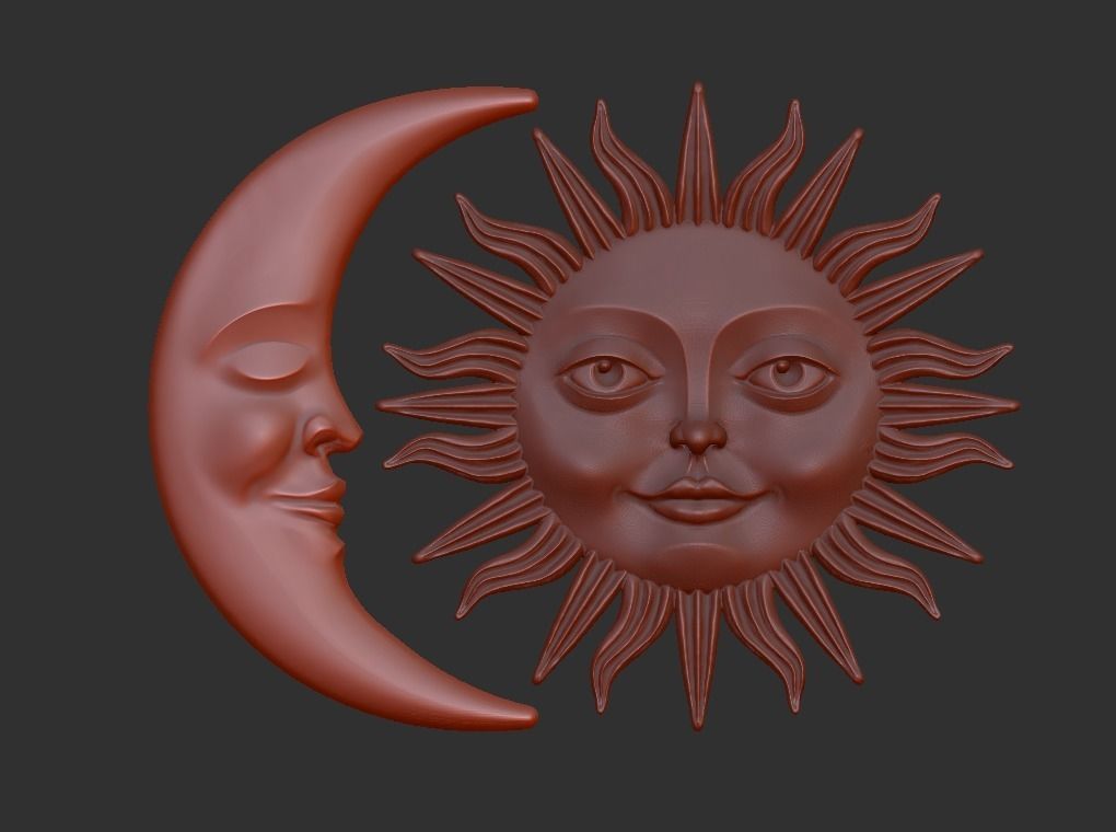 Sun and Moon Pendants 3D Model Collection_4