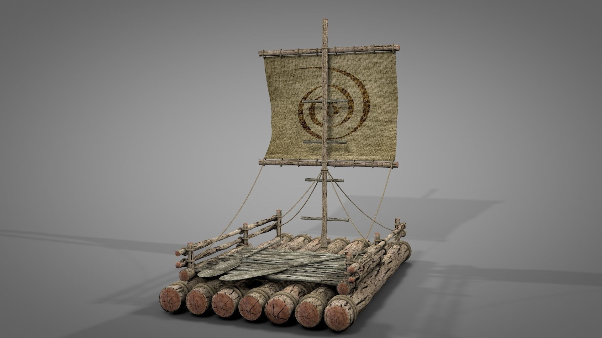 Wooden Raft 3D model_4
