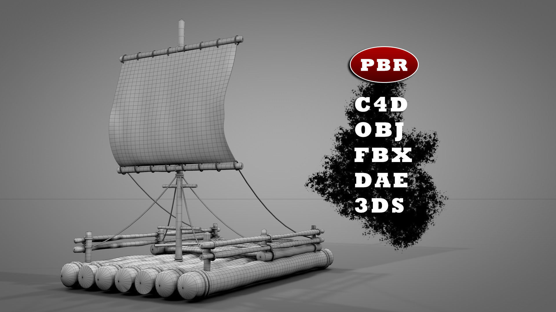Wooden Raft 3D model_1
