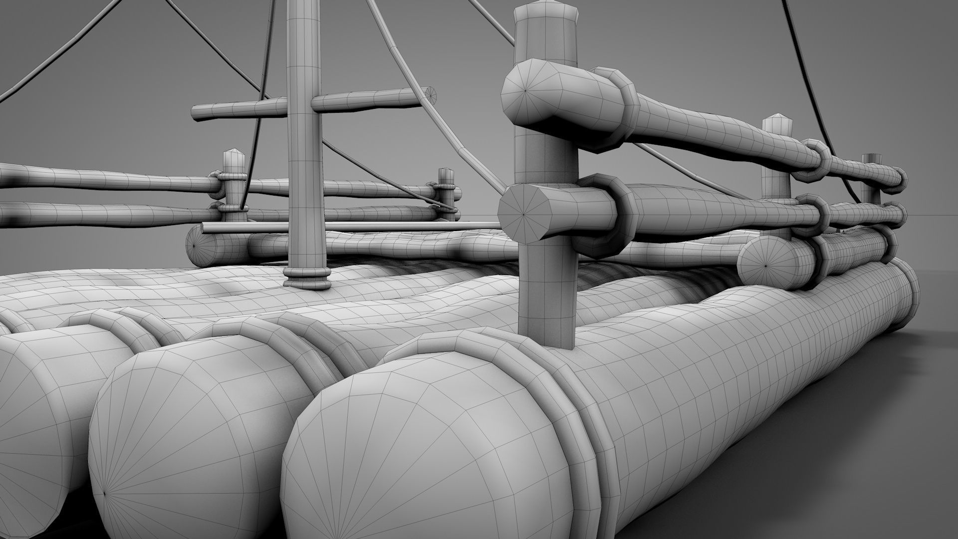 Wooden Raft 3D model_11
