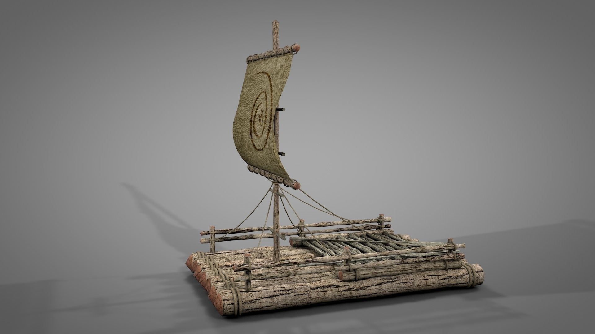 Wooden Raft 3D model_2