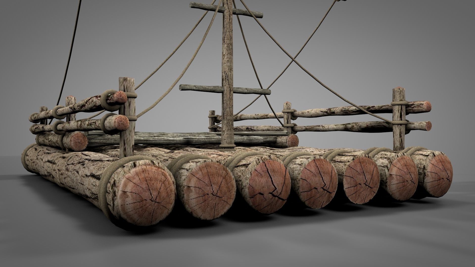 Wooden Raft 3D model_9
