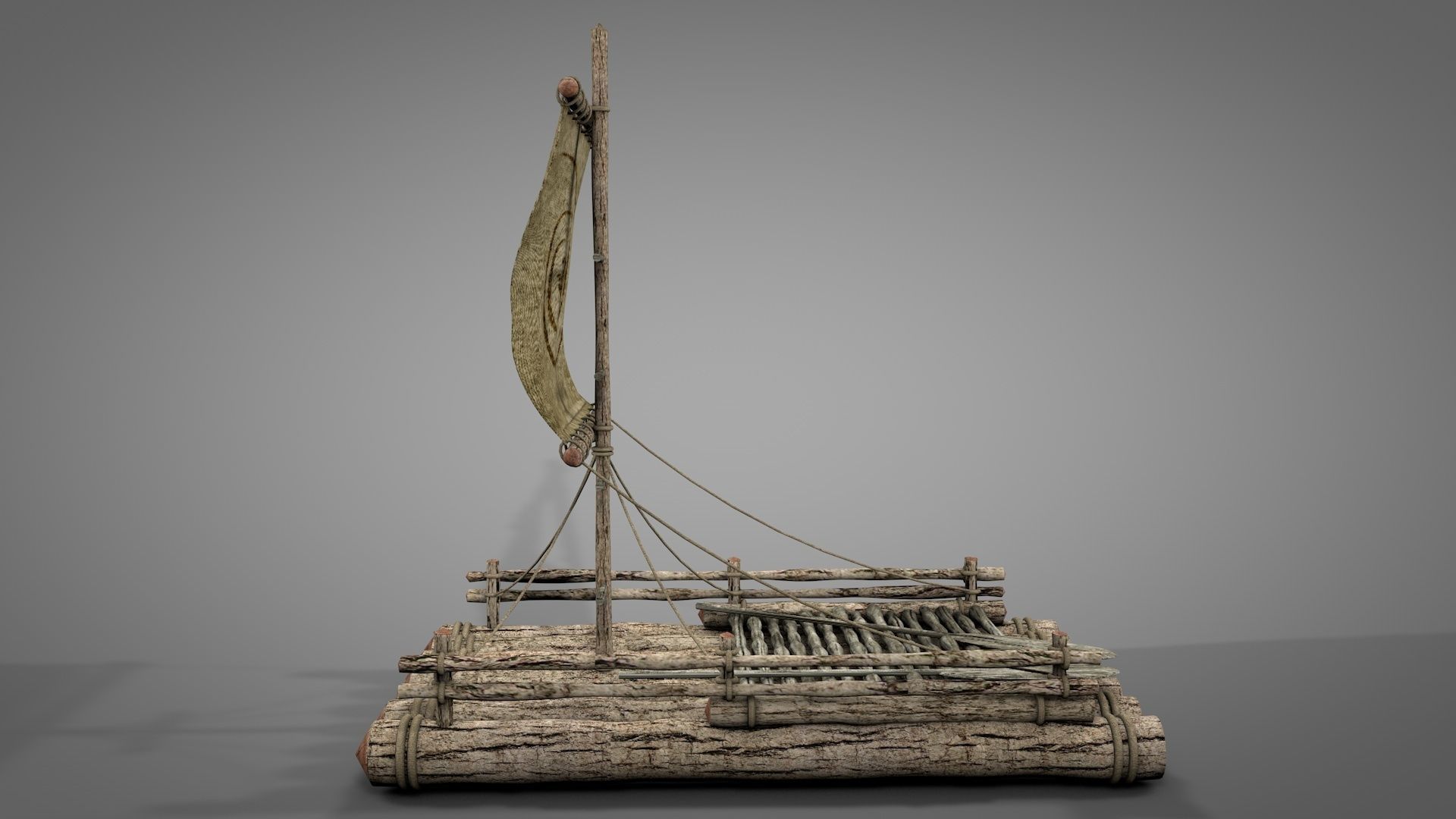 Wooden Raft 3D model_5