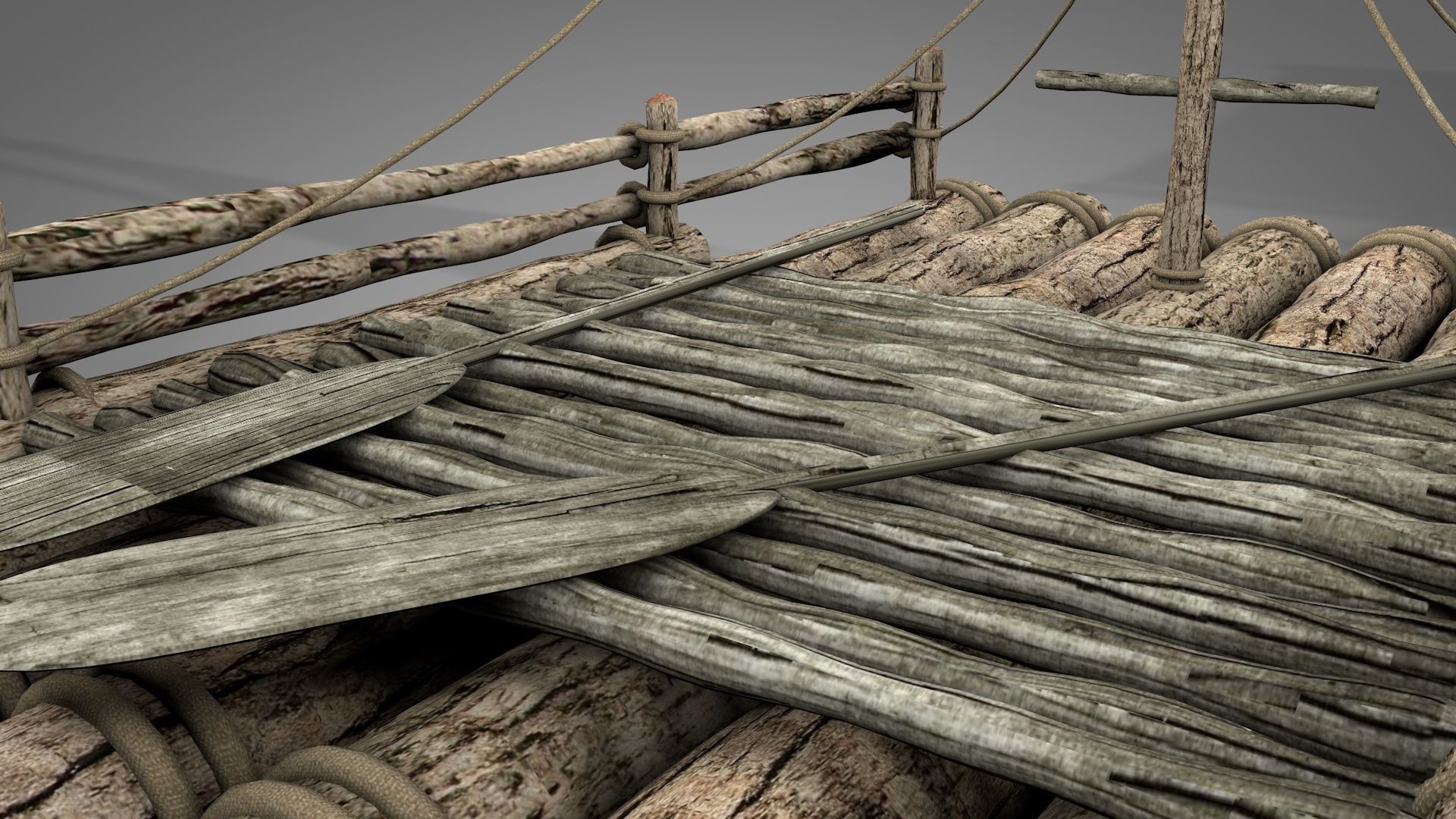 Wooden Raft 3D model_8