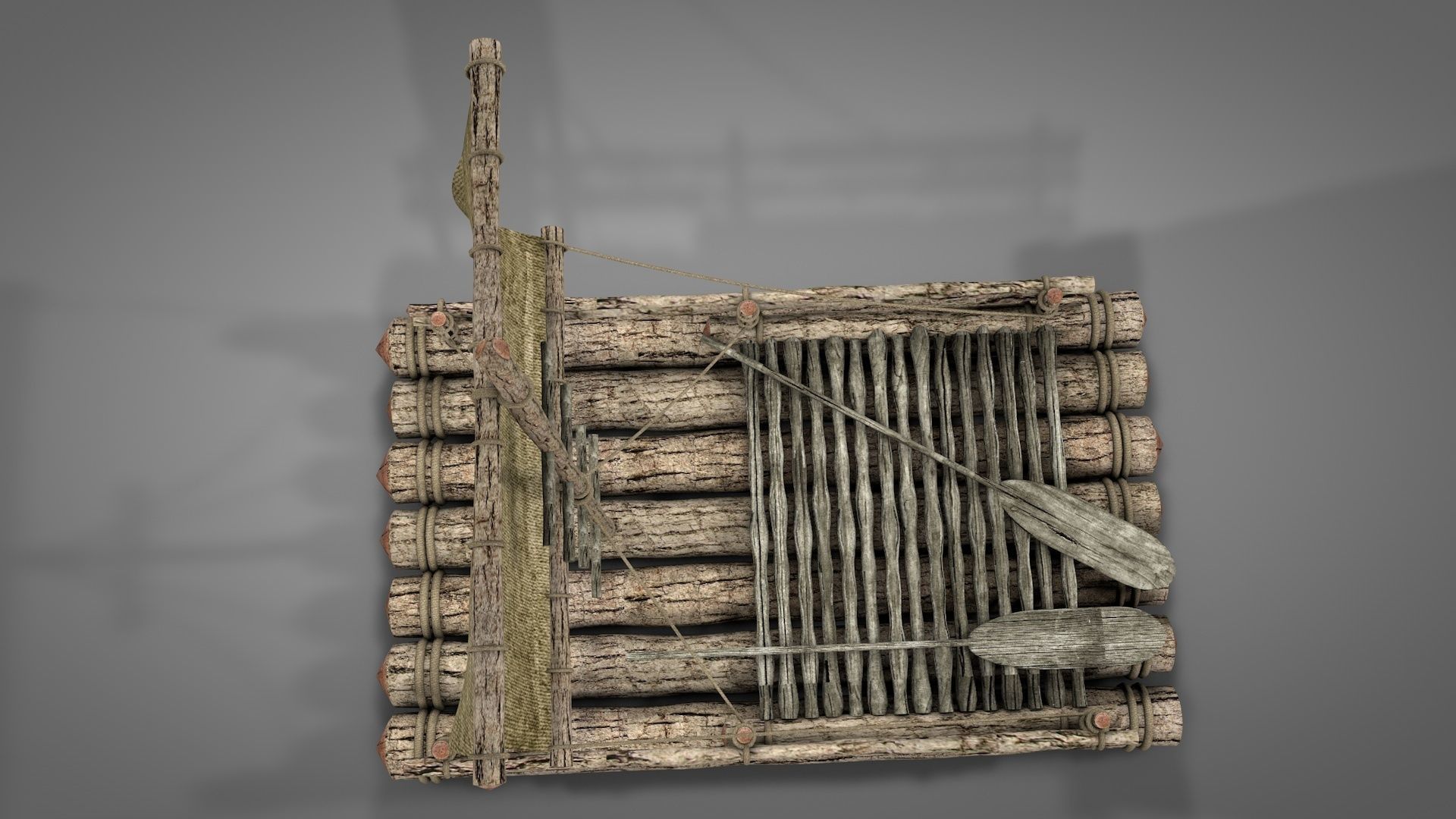 Wooden Raft 3D model_6