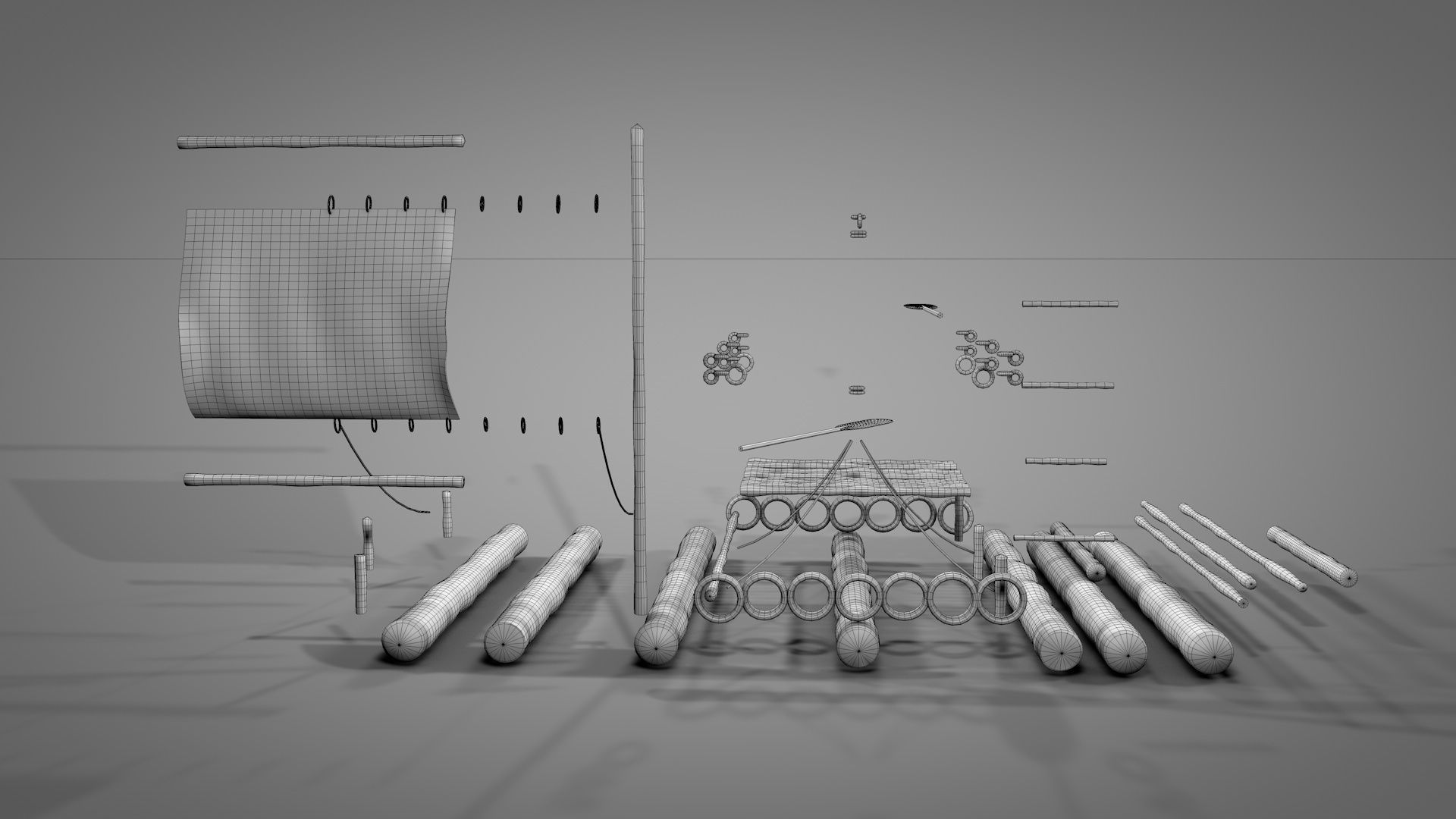 Wooden Raft 3D model_18