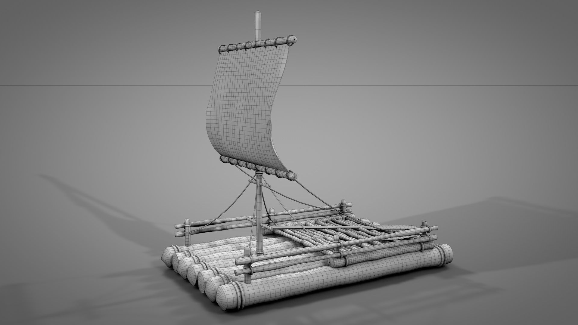 Wooden Raft 3D model_10