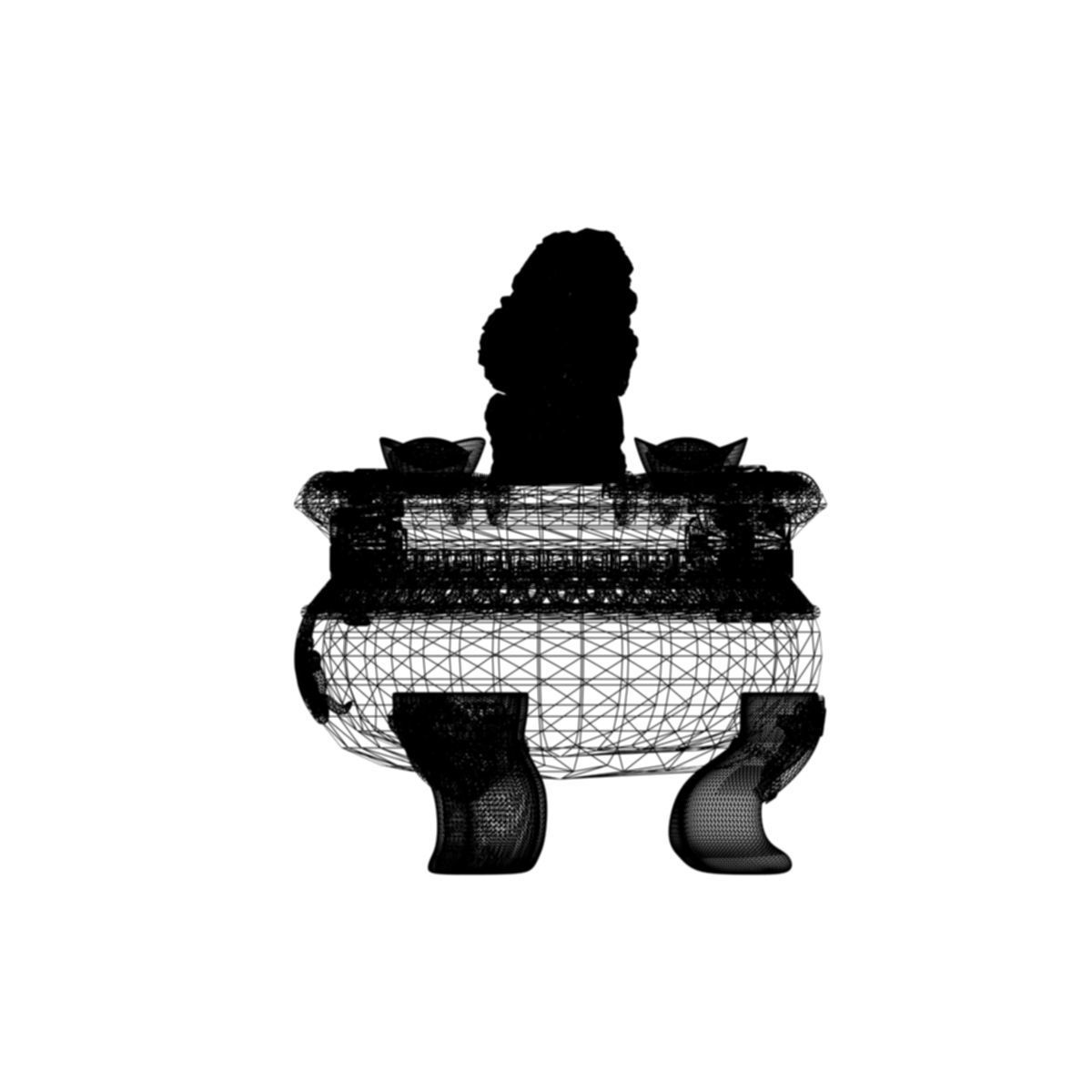 Chinese Gold Ingot Pot 3D model_6