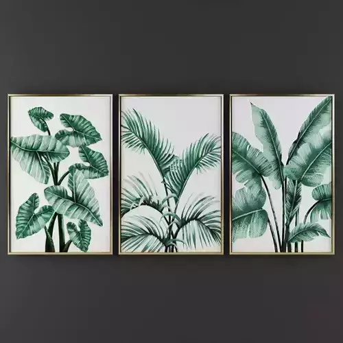 Art31 three palm leaves framed wall art