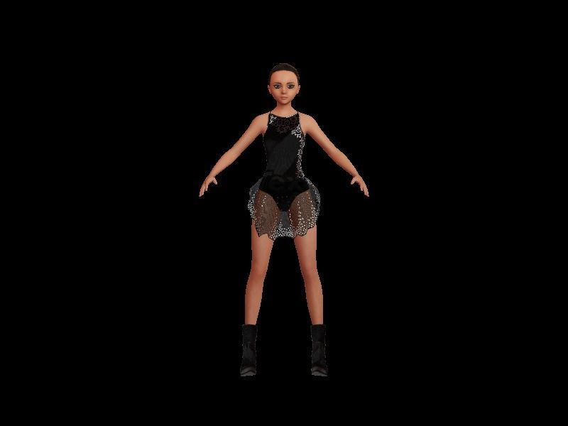 Female character pack Low-poly 3D model_1