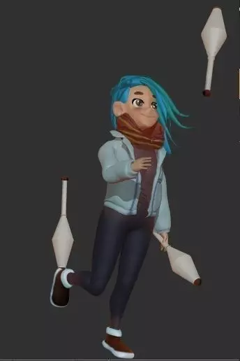 cute girl playing juggle 3D print model_0