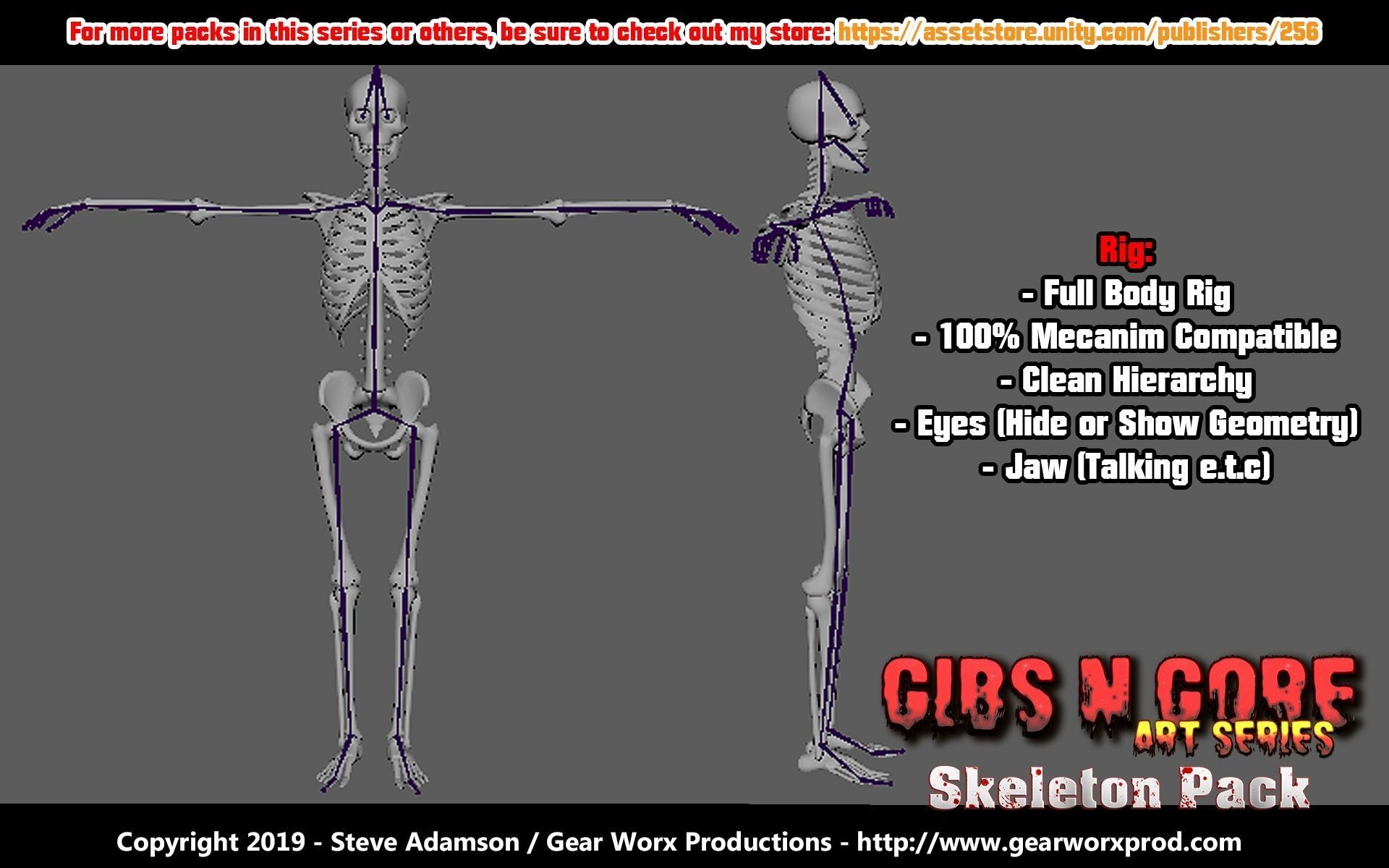 Gibs N Gore - Skeleton Pack Low-poly 3D model_1