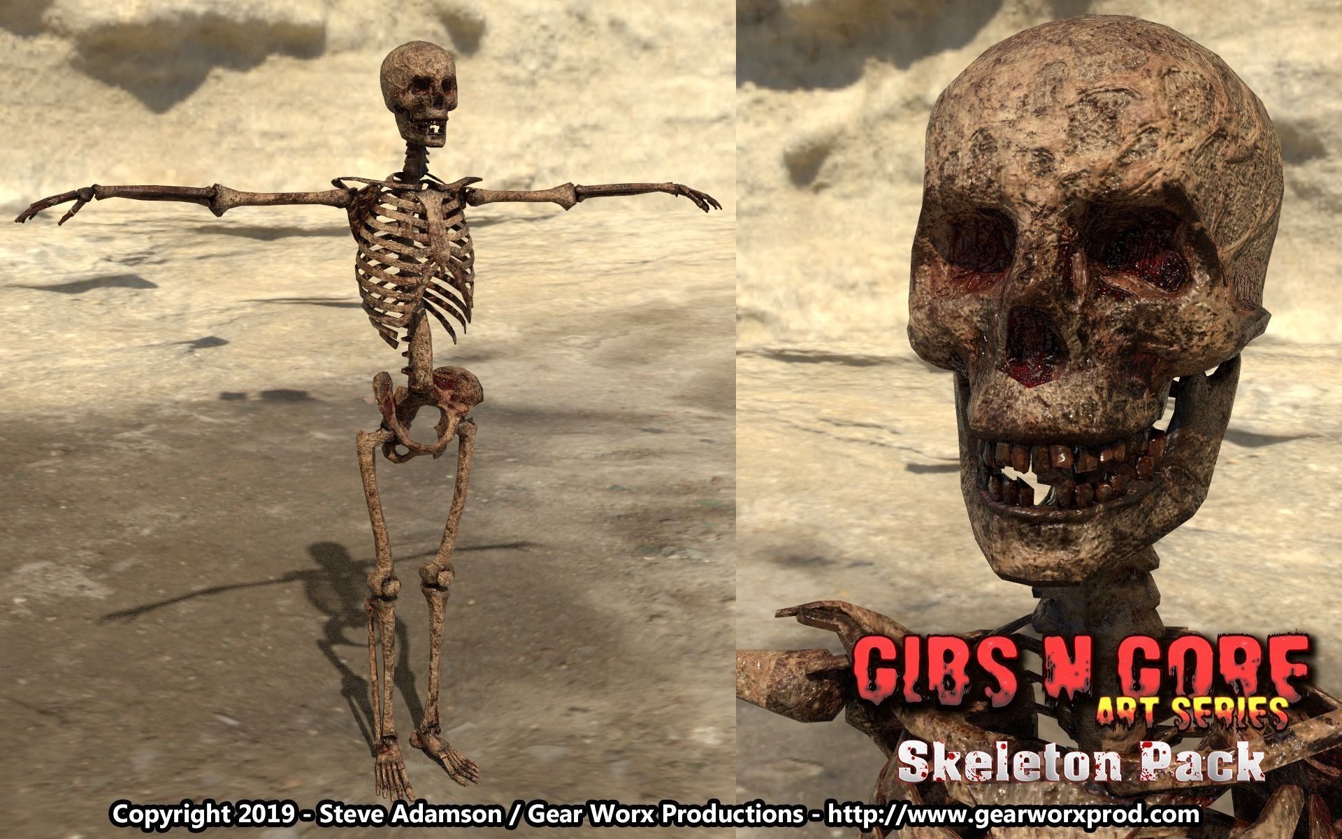 Gibs N Gore - Skeleton Pack Low-poly 3D model_5