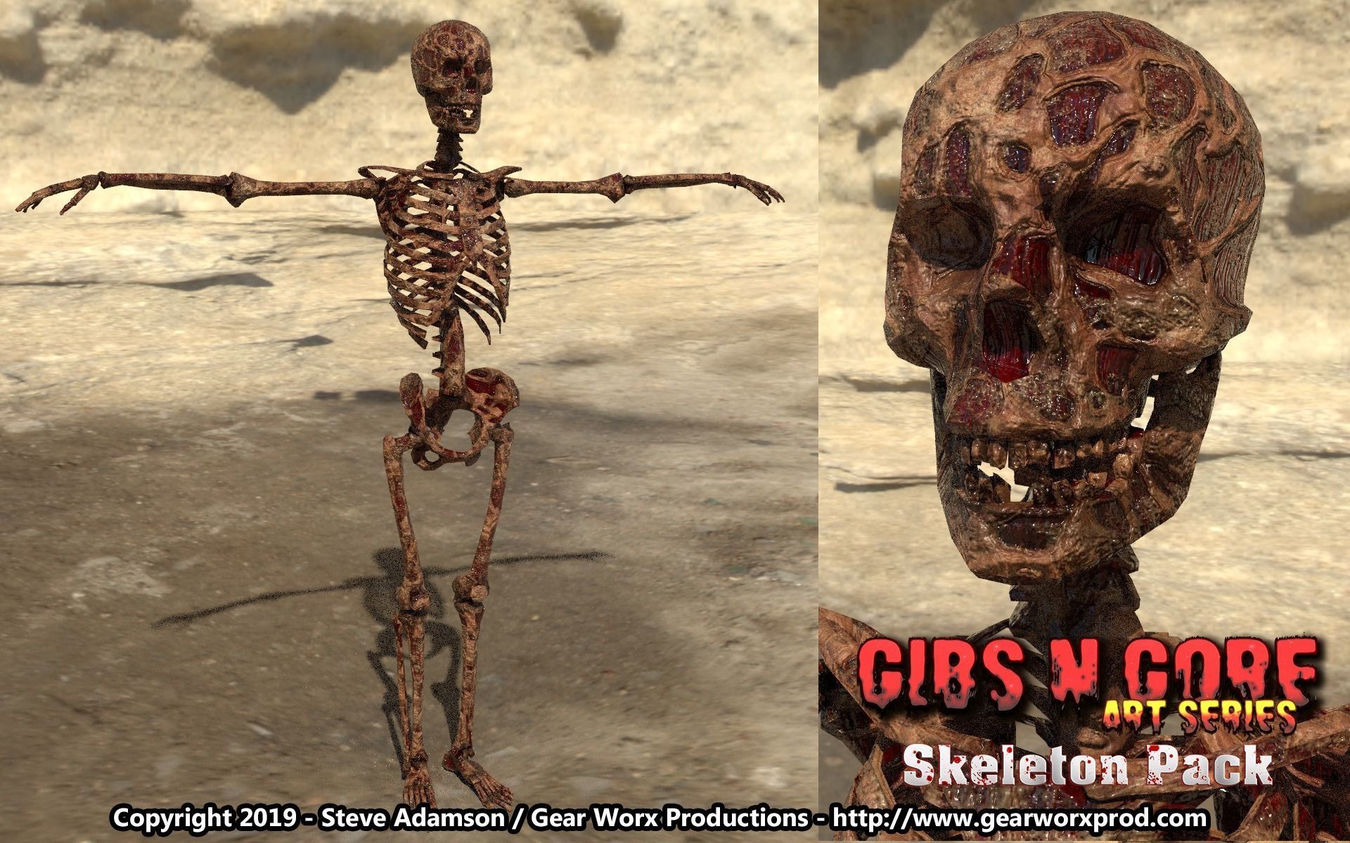 Gibs N Gore - Skeleton Pack Low-poly 3D model_7