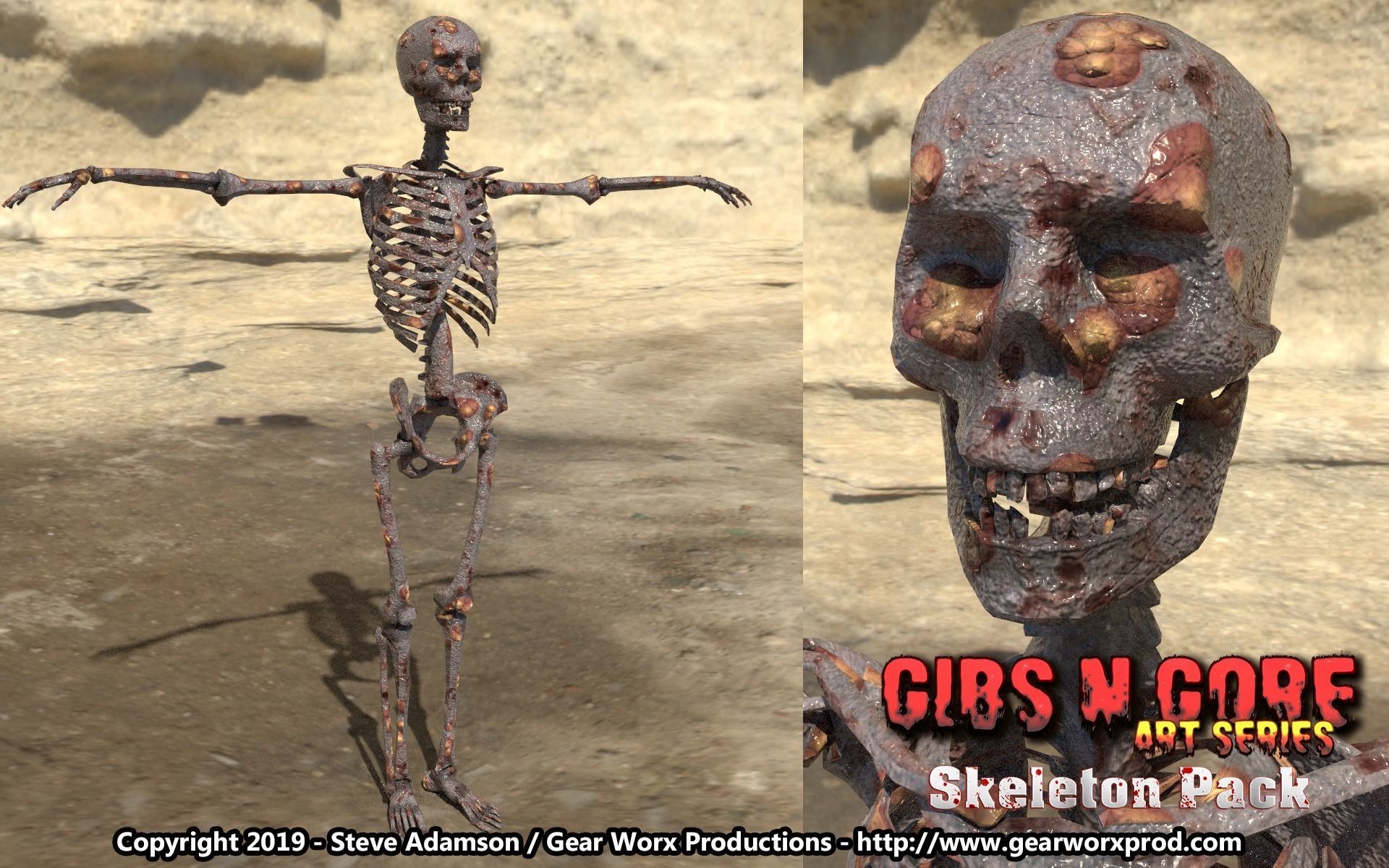 Gibs N Gore - Skeleton Pack Low-poly 3D model_9