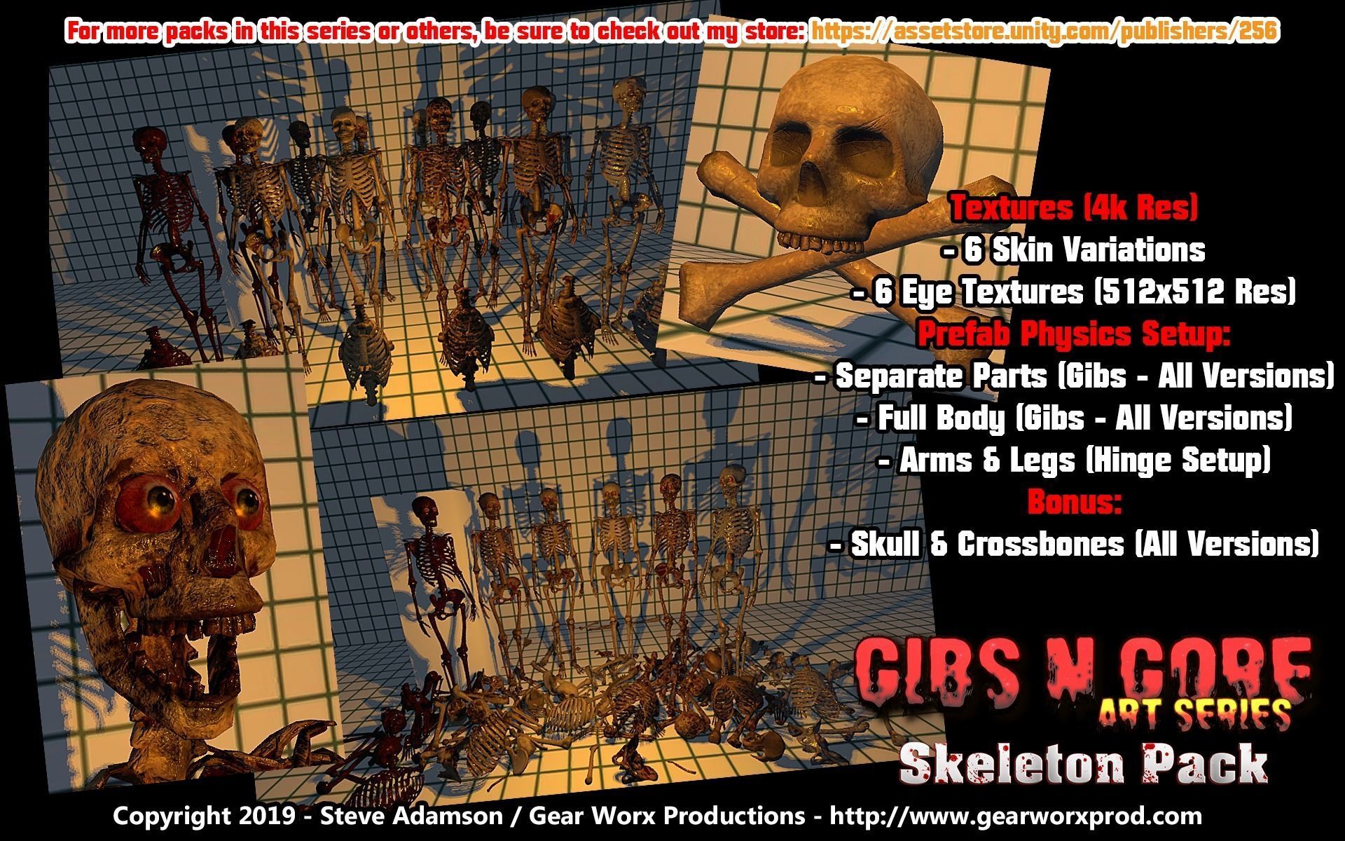 Gibs N Gore - Skeleton Pack Low-poly 3D model_2