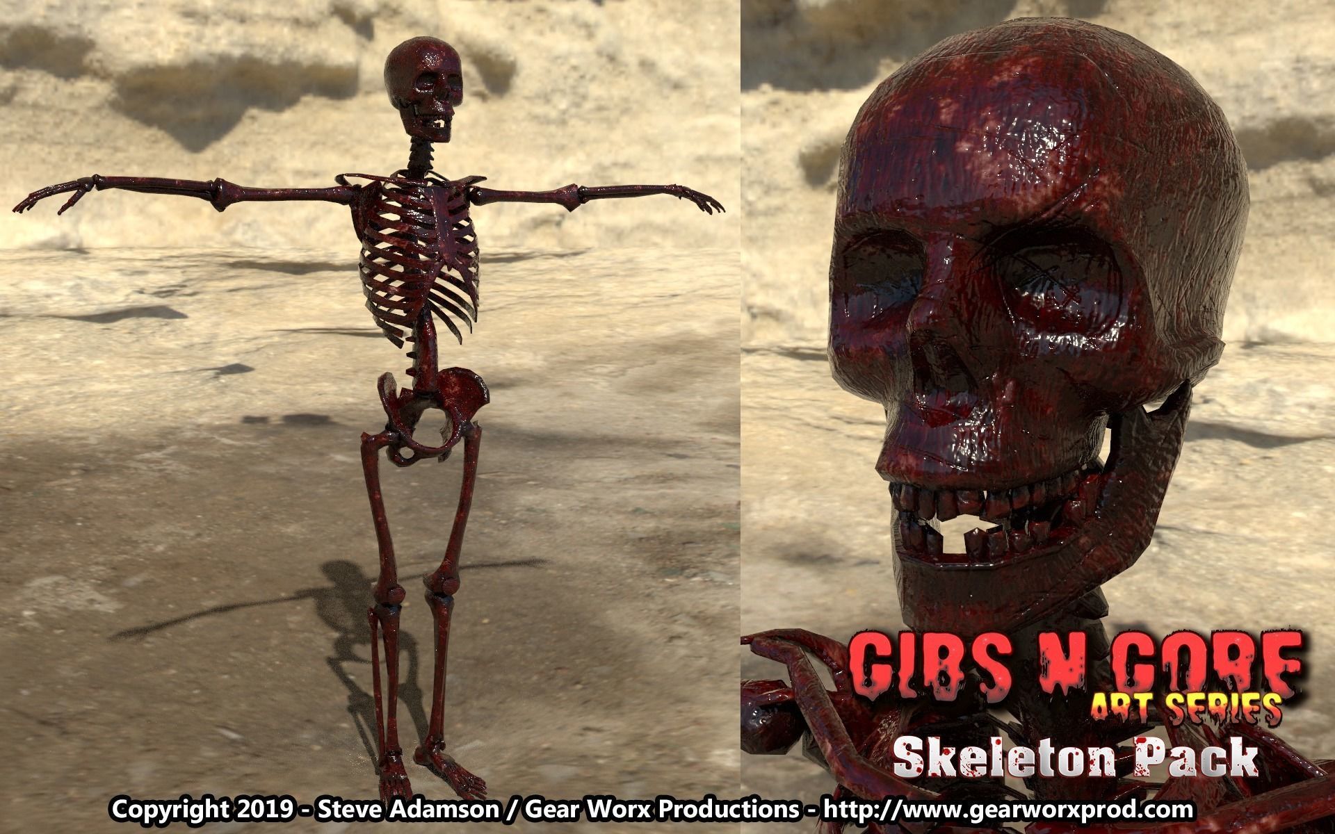 Gibs N Gore - Skeleton Pack Low-poly 3D model_10