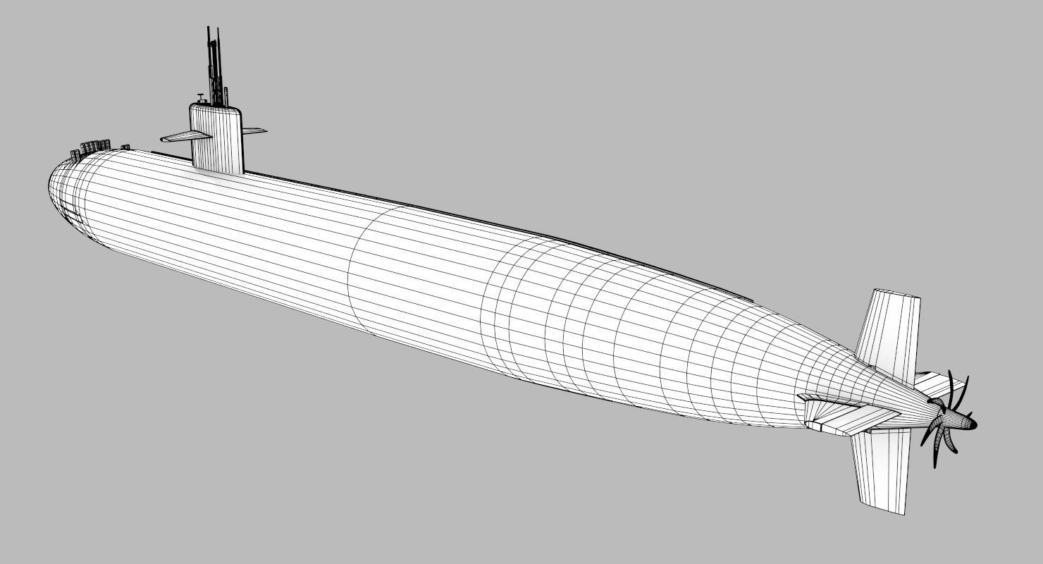 Los Angeles Class Submarine 3D model_22