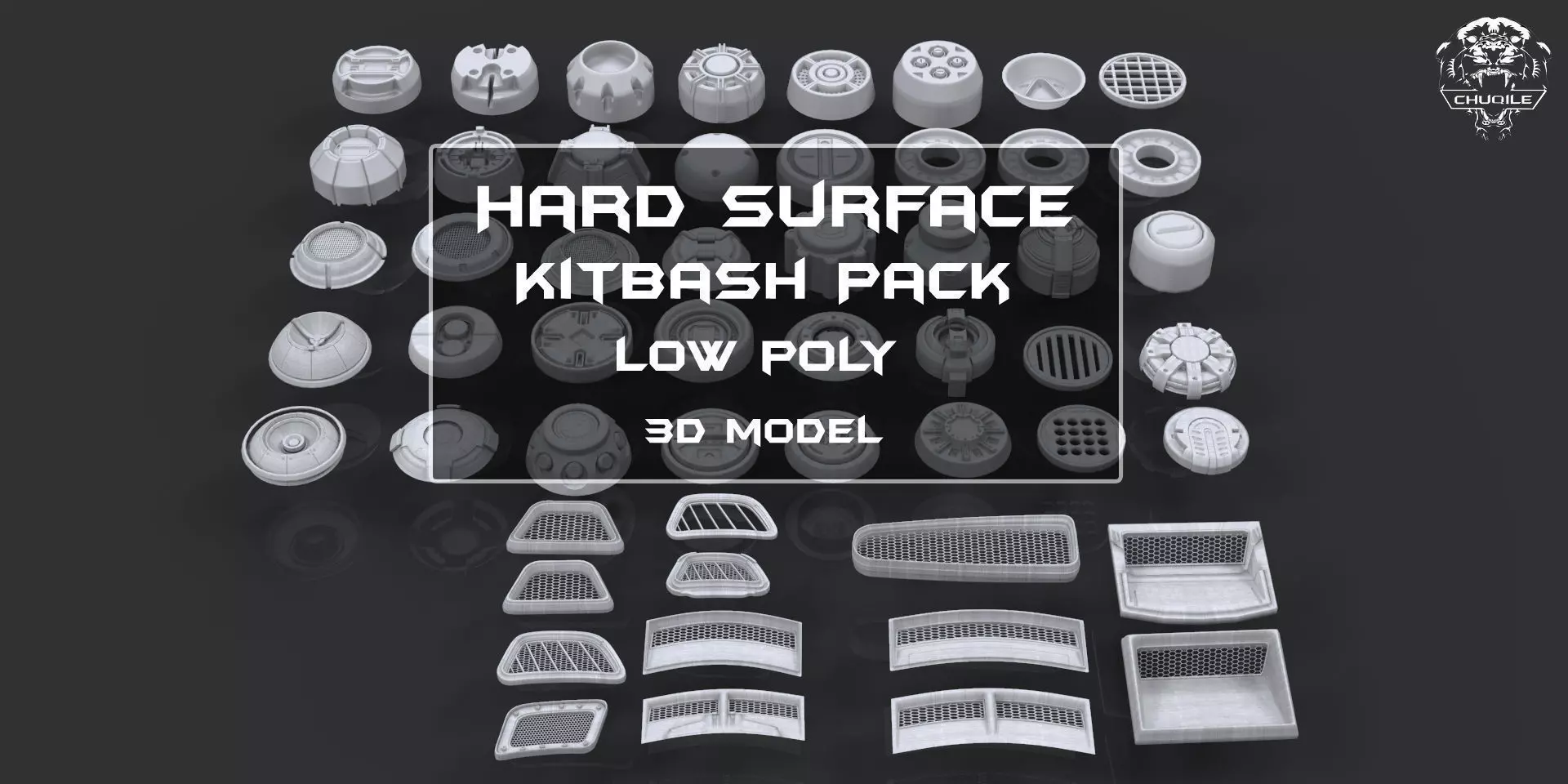 Hard Surface - KitBash Pack - Low-poly 3D model_0