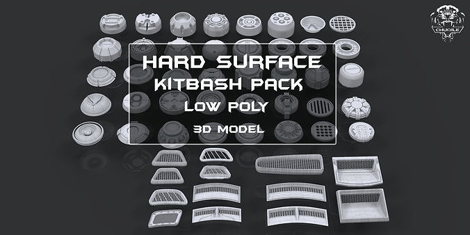 Hard Surface - KitBash Pack - Low-poly 3D model