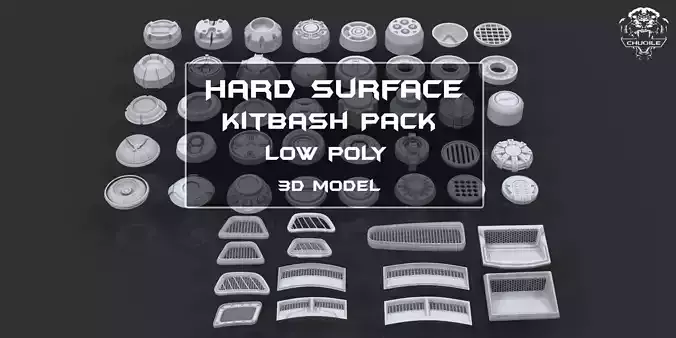 Hard Surface - KitBash Pack - Low-poly 3D model