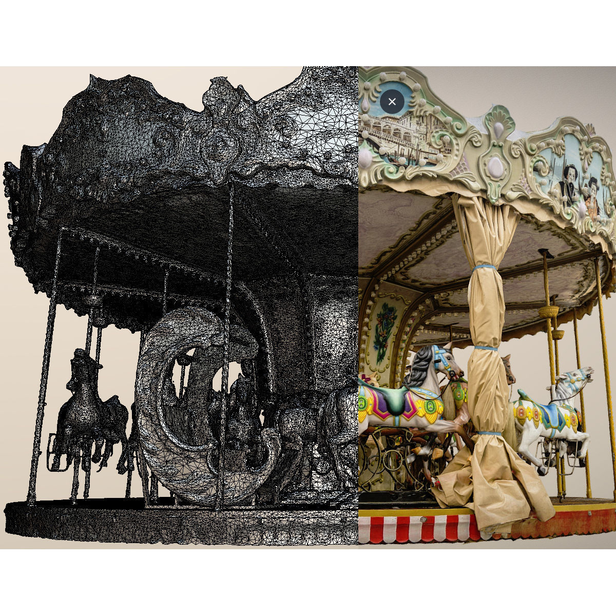 Vintage carousel photogrammetry raw scan 3D model_1