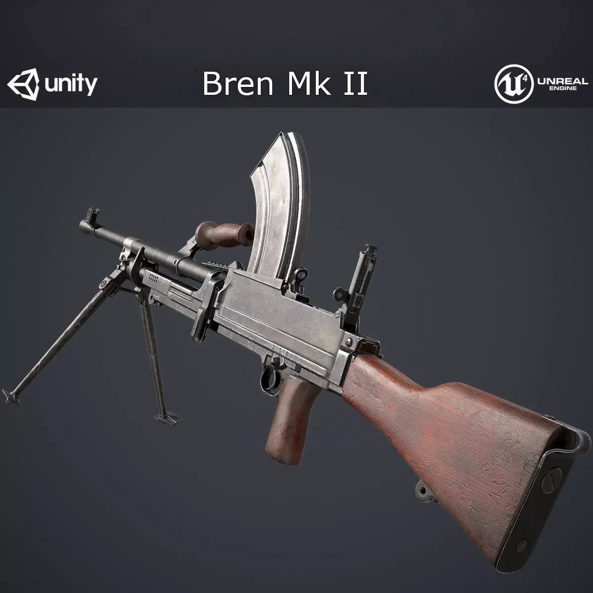 Bren Mk II LMG Low-poly 3D model_0