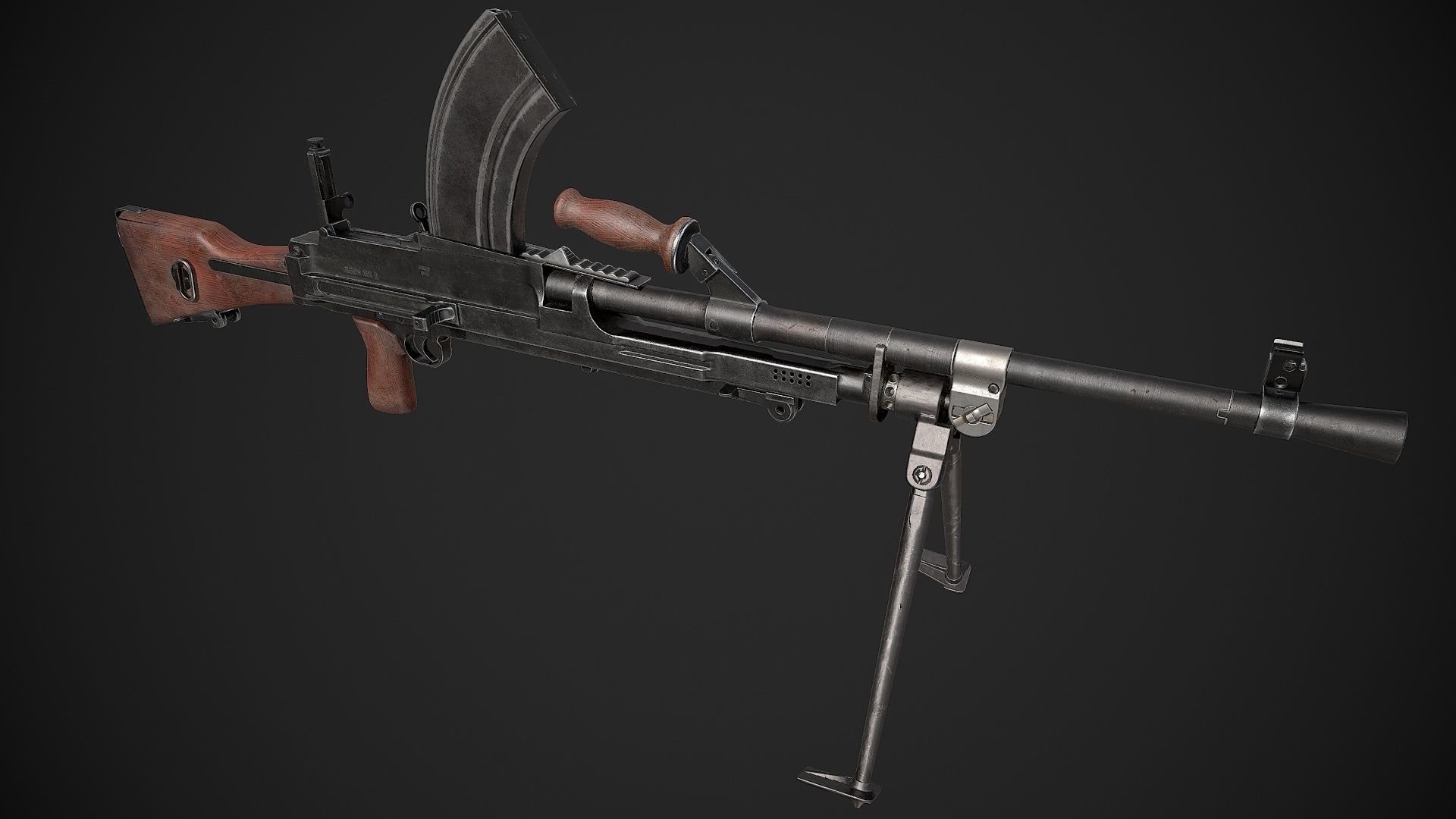 Bren Mk II LMG Low-poly 3D model_6