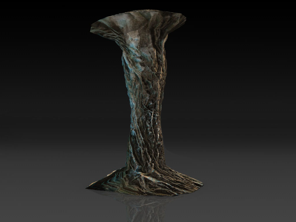 Tangled roots column low poly Low-poly 3D model_4