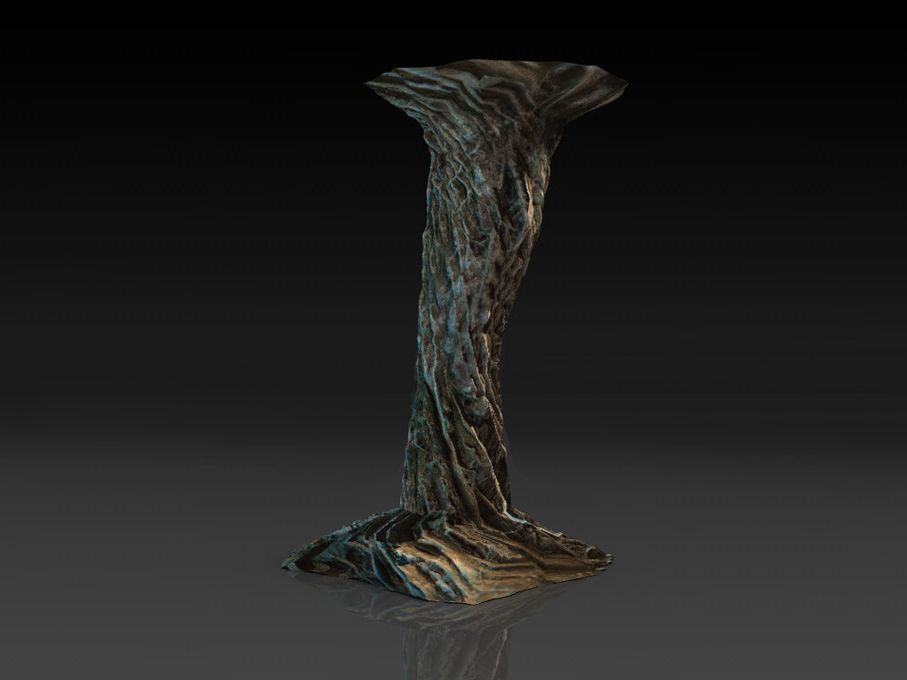 Tangled roots column low poly Low-poly 3D model_5