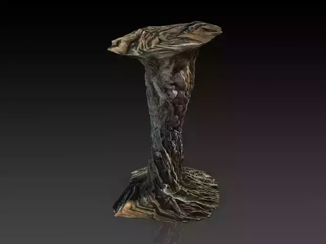 Tangled roots column low poly Low-poly 3D model