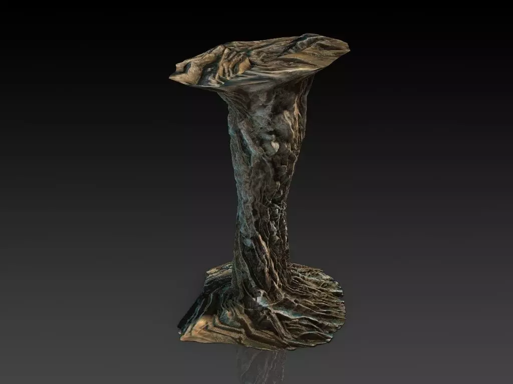 Tangled roots column low poly Low-poly 3D model_0