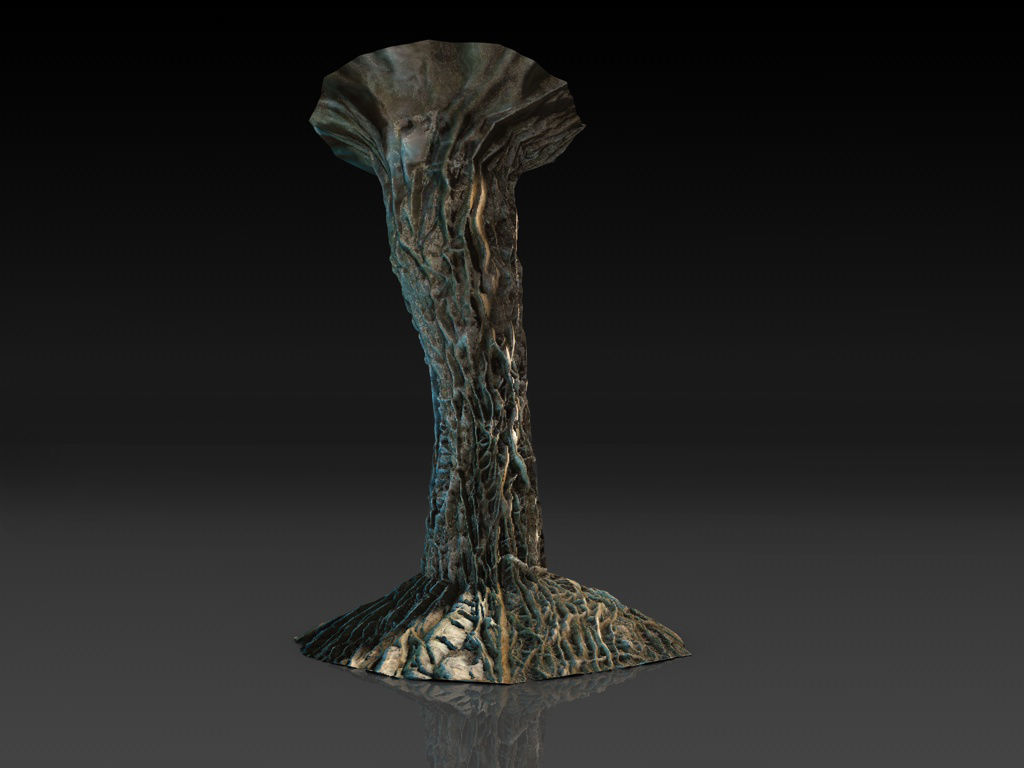 Tangled roots column low poly Low-poly 3D model_6