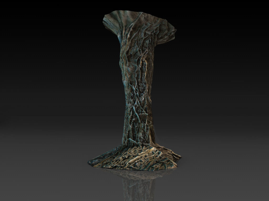 Tangled roots column low poly Low-poly 3D model_2