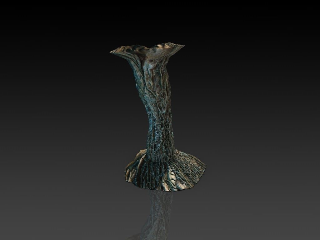 Tangled roots column low poly Low-poly 3D model_1