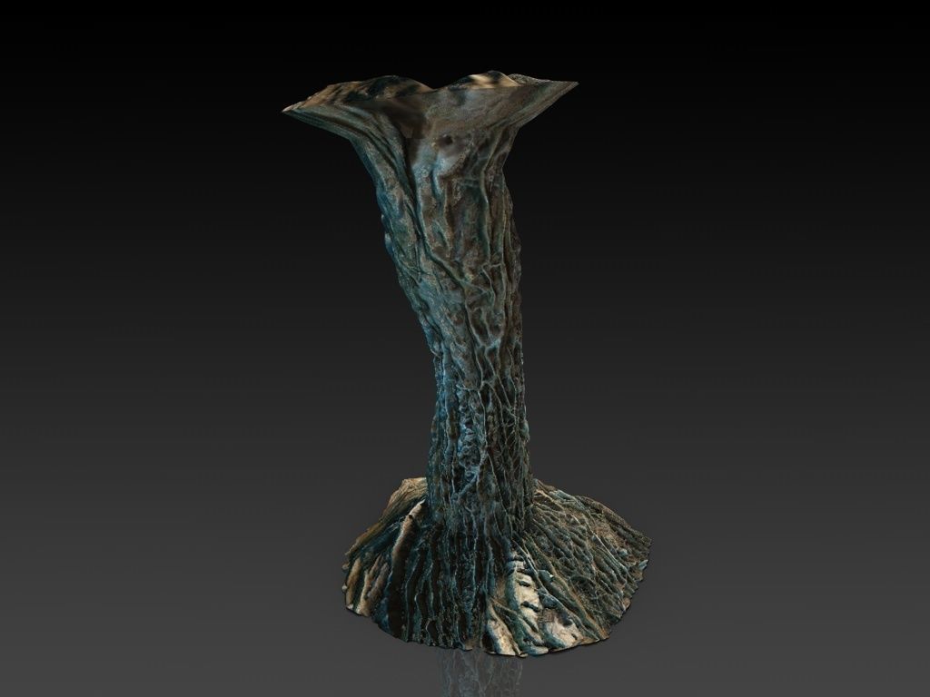 Tangled roots column low poly Low-poly 3D model_7