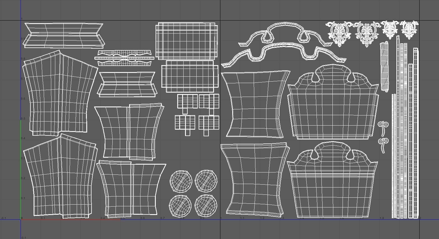 Chiffonier dresser with ornate details Low-poly 3D model_8