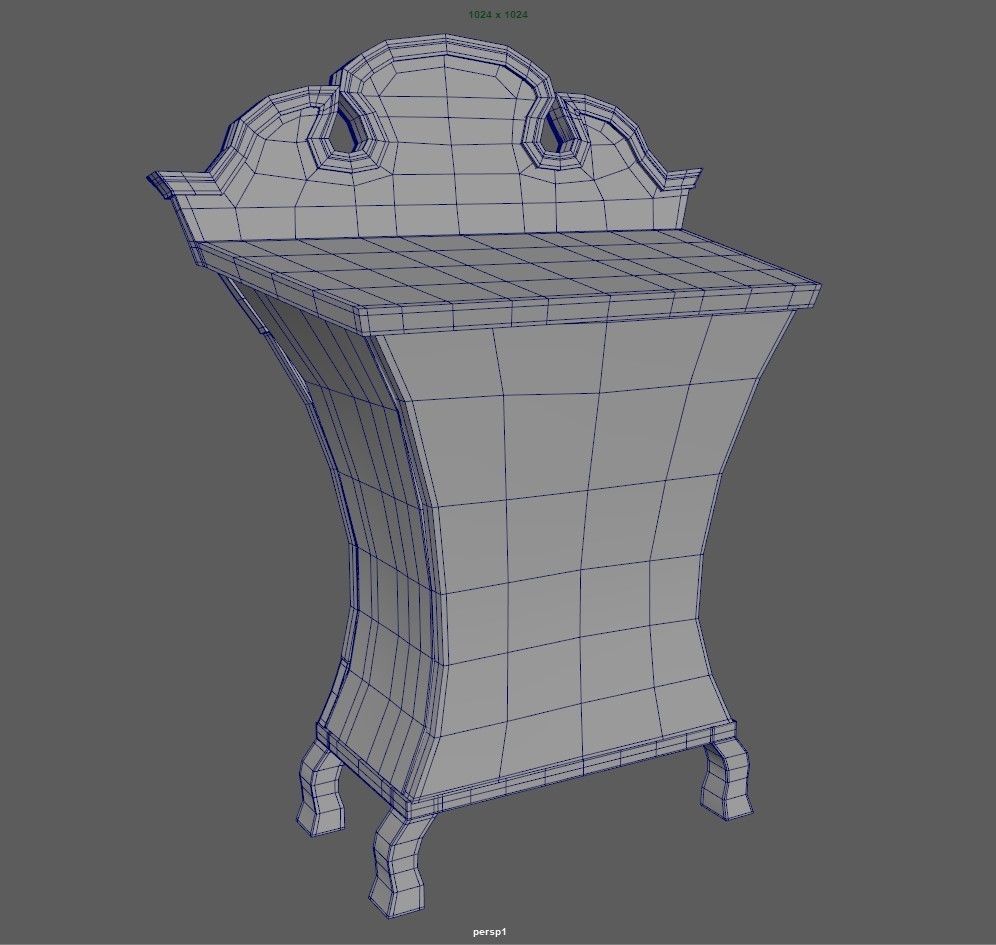 Chiffonier dresser with ornate details Low-poly 3D model_6