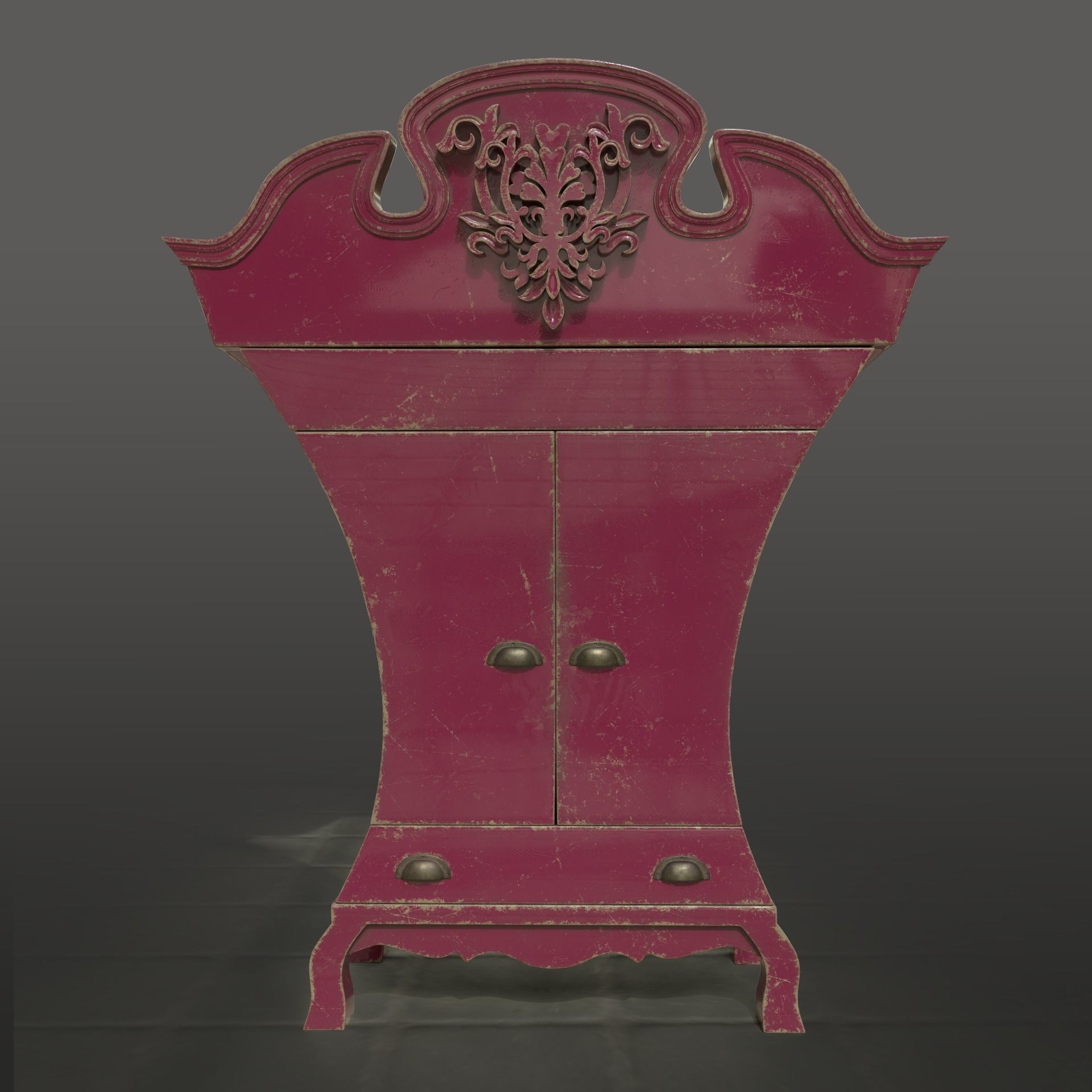 Chiffonier dresser with ornate details Low-poly 3D model_2