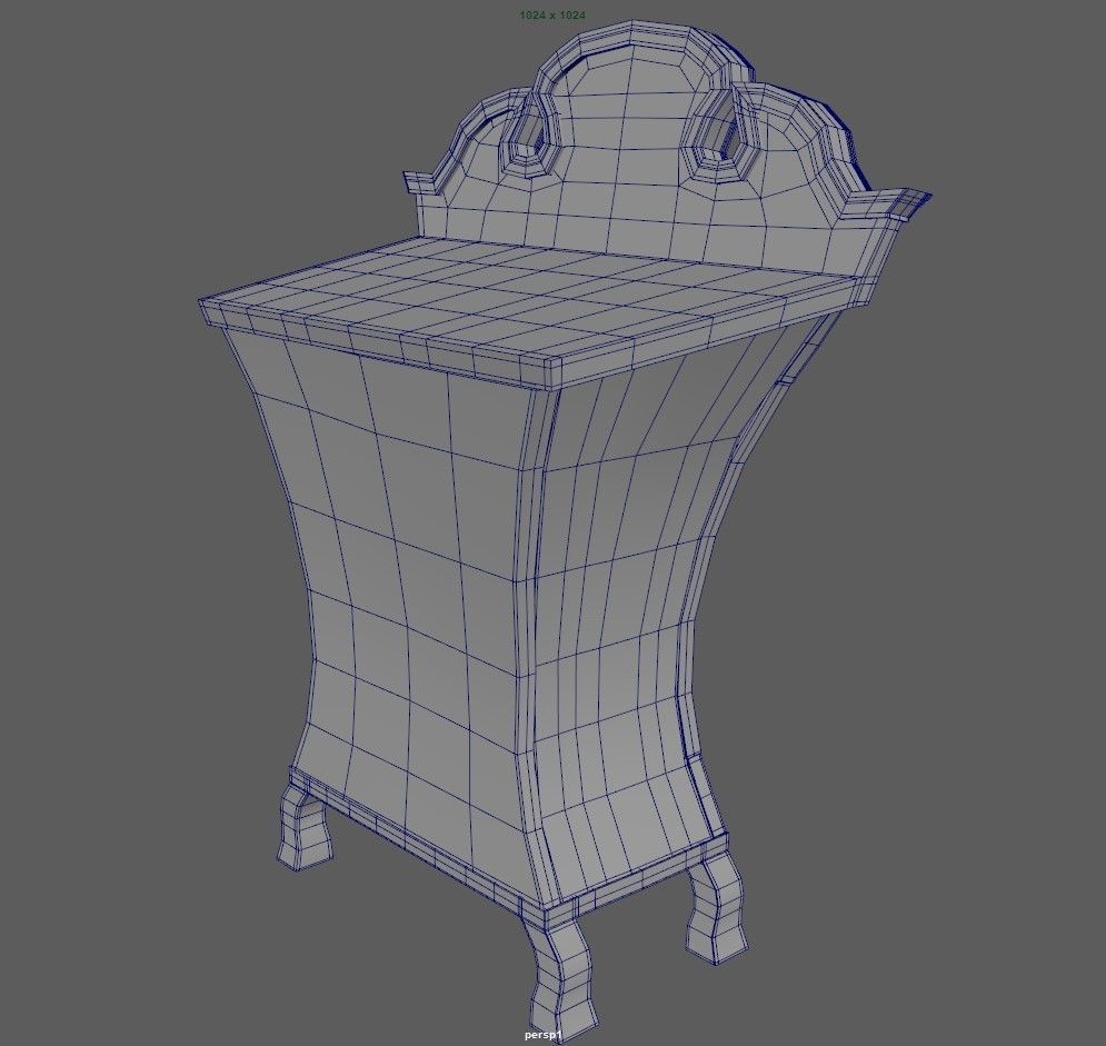 Chiffonier dresser with ornate details Low-poly 3D model_7