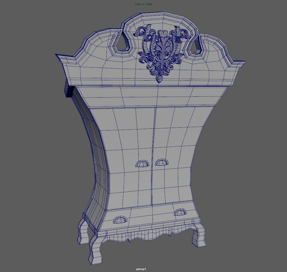Chiffonier dresser with ornate details Low-poly 3D model_4