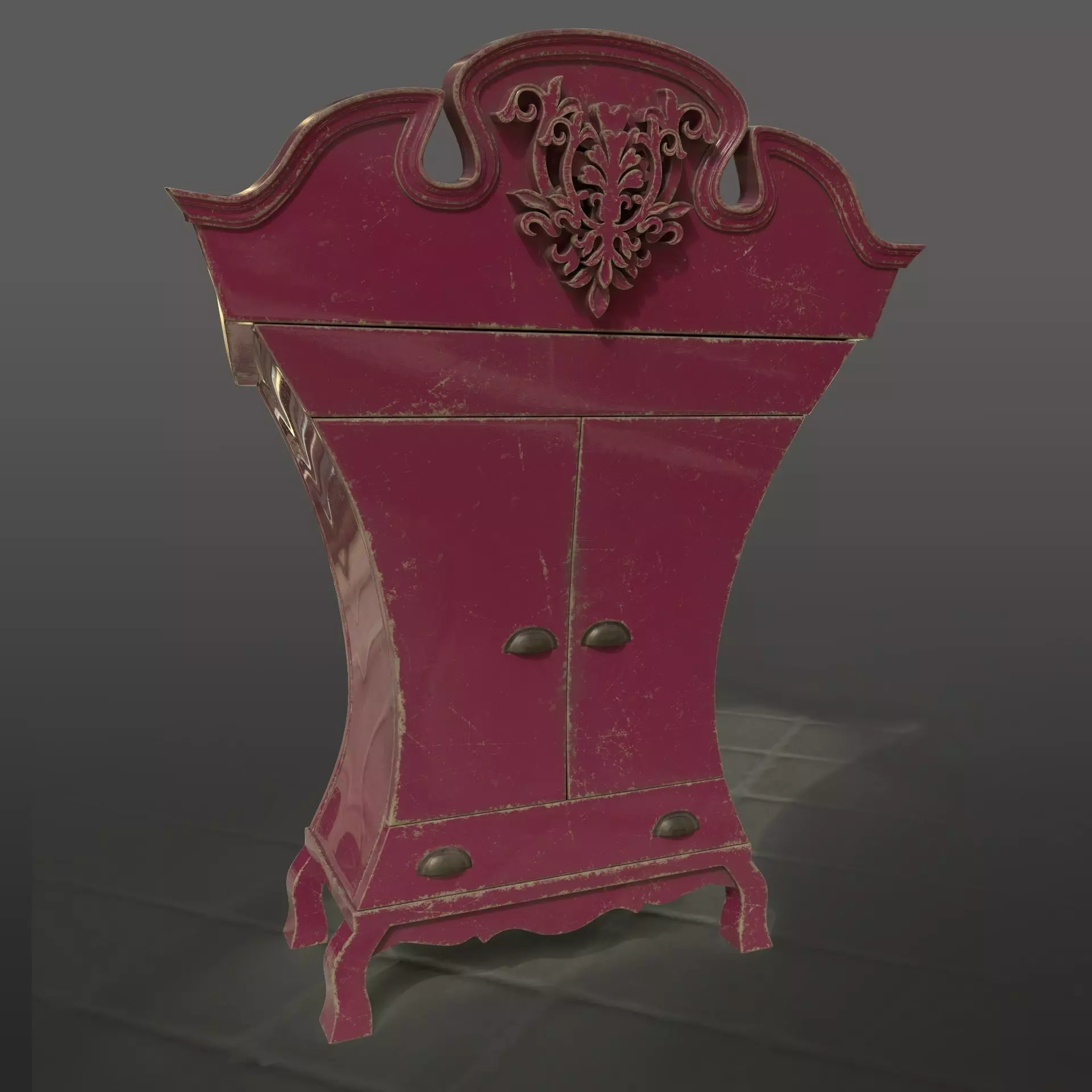 Chiffonier dresser with ornate details Low-poly 3D model_0