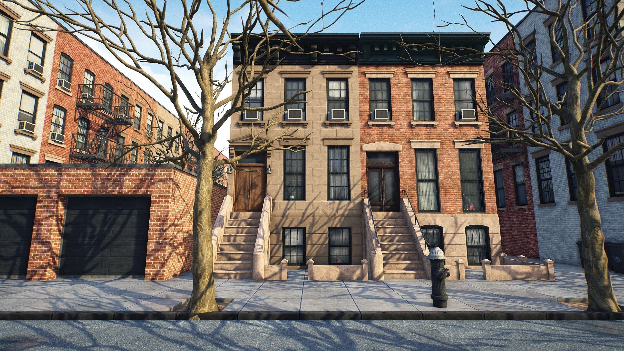 Generic Brooklyn Block  Low-poly 3D model_8