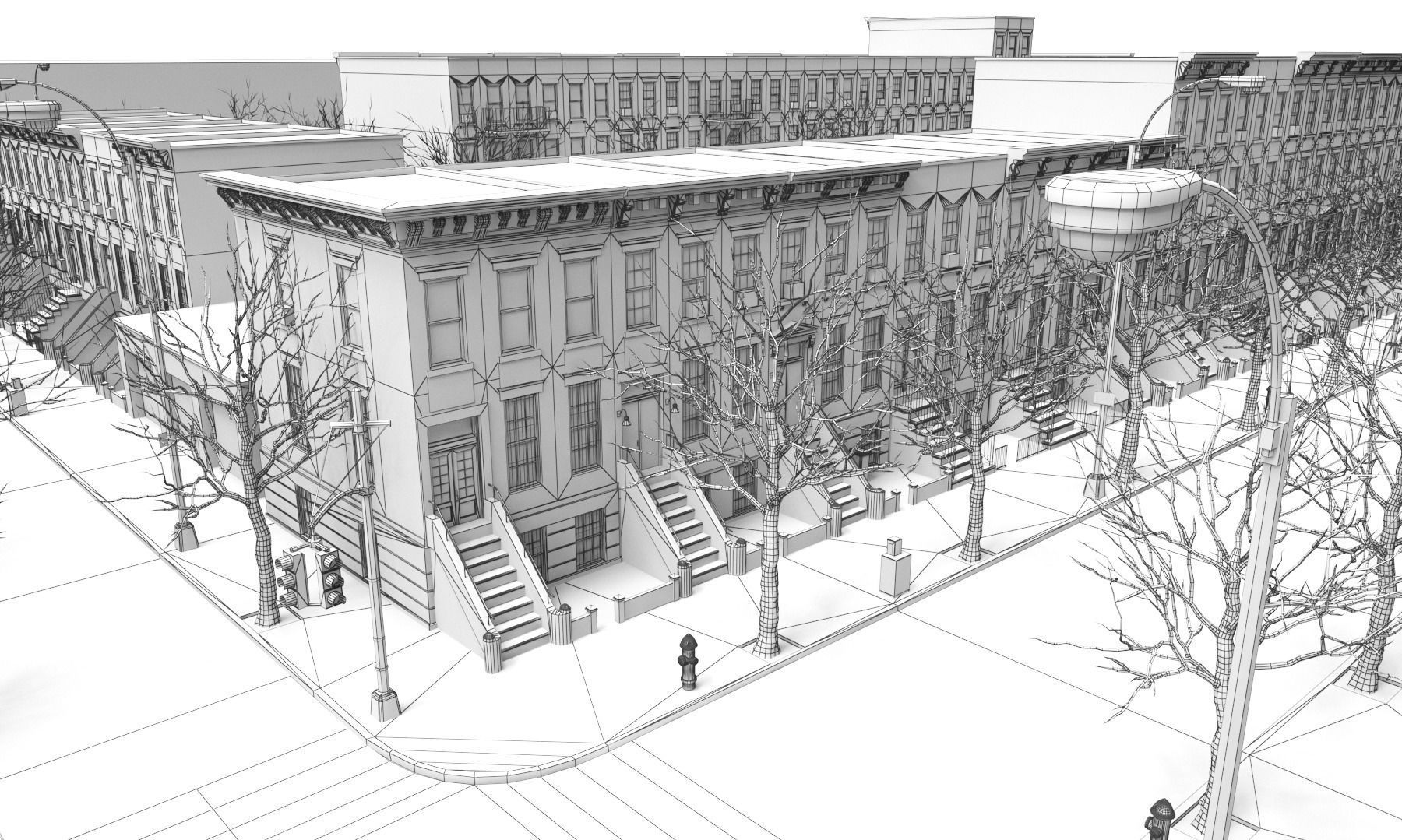 Generic Brooklyn Block  Low-poly 3D model_15