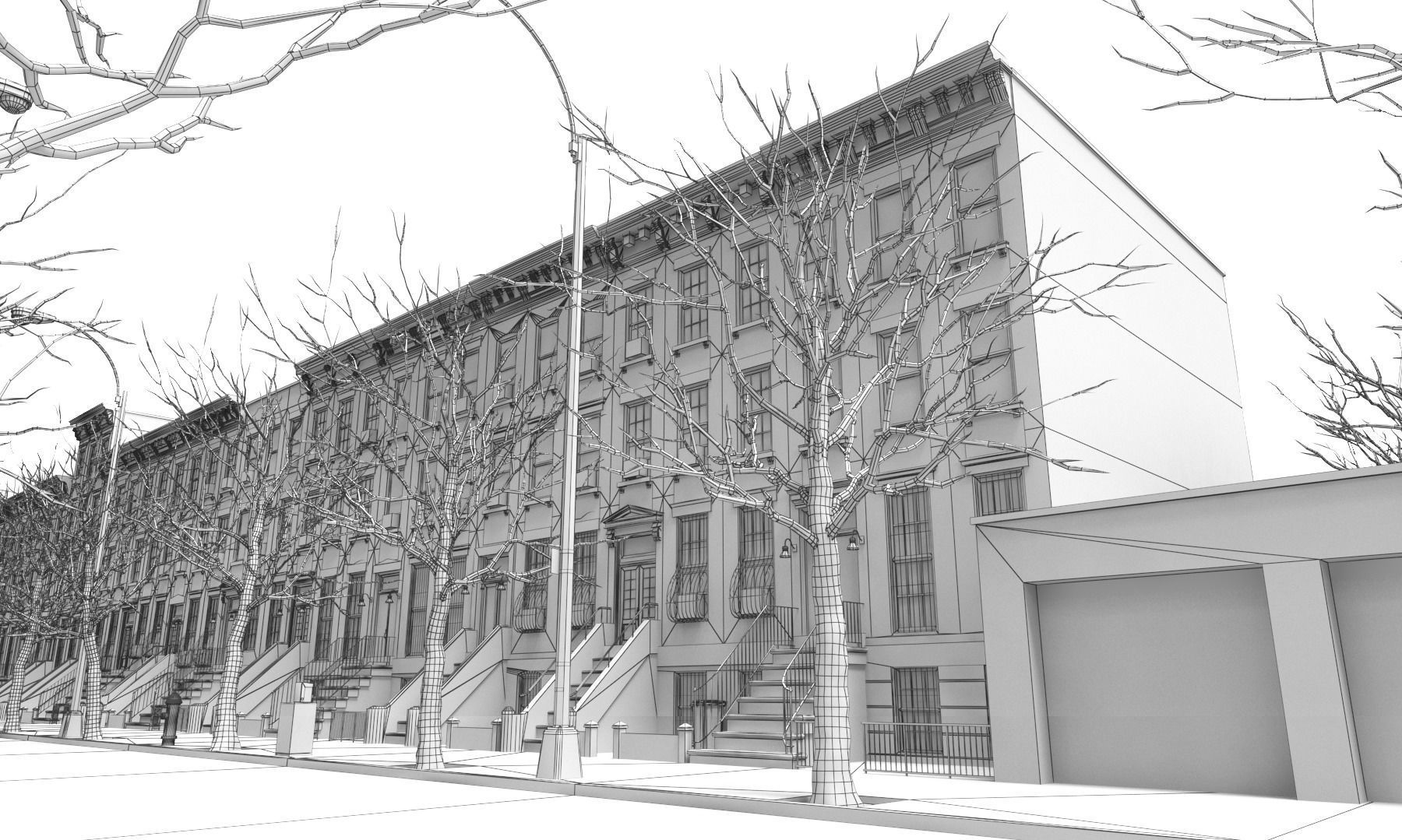 Generic Brooklyn Block  Low-poly 3D model_14